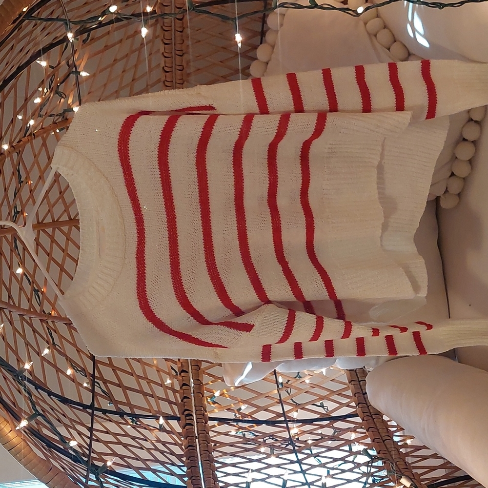 Peppermint print knit sweater
